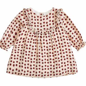 Marie Chantal Pink Burgundy Polka Dot Girls Dress